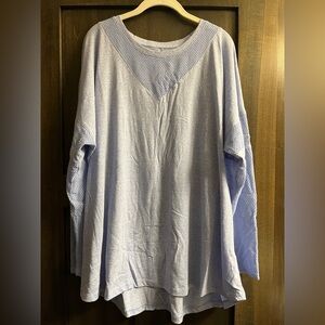 Livi Active Sky Blue Heather Mesh Sleeve Top